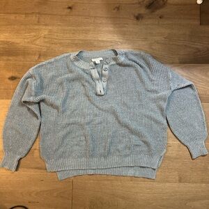 American Eagle Outfitters Gray Buttoned Crewneck Sweater